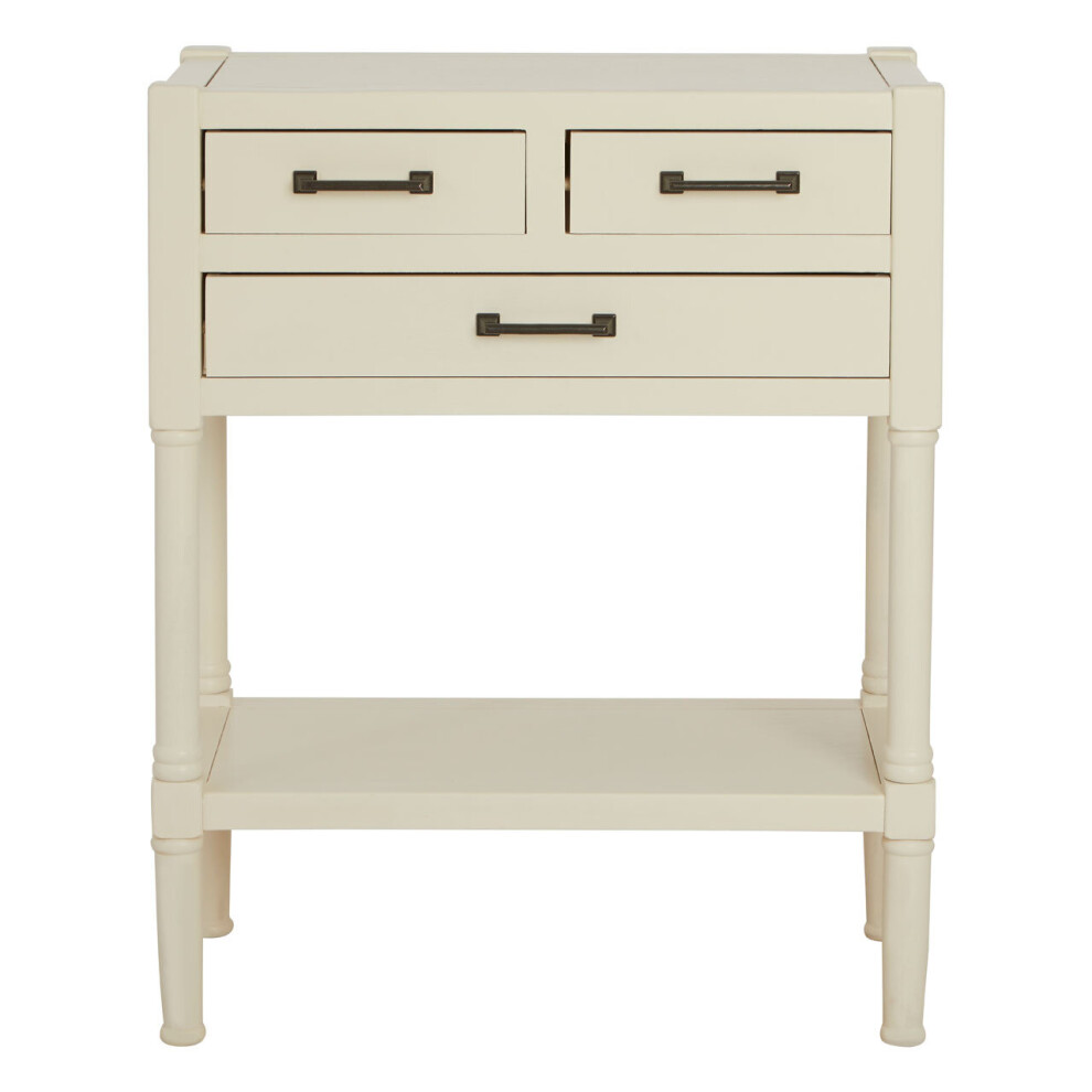 Premier Housewares Pearl White Console Table For Hallway, Pine Wood Wood Table For Home Décor With 3 Drawers