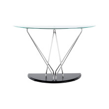 Modern Half Moon Console Table, Contemporary Chrome and Glass Console Table, Half Circle Console Table