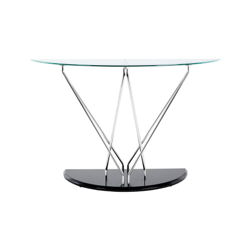 Premier Housewares Modern Half Moon Console Table, Contemporary Chrome and Glass Console Table, Half Circle Console Table
