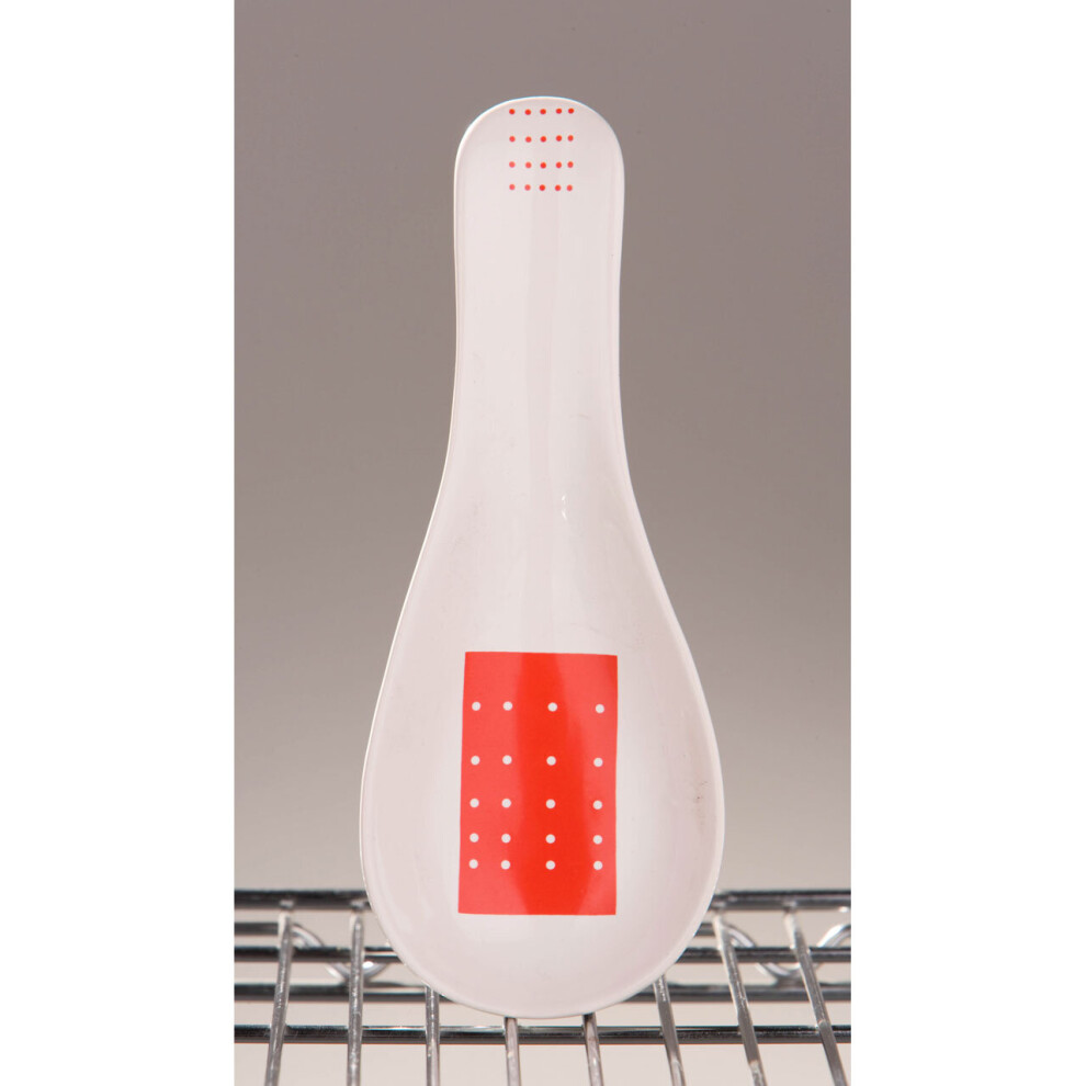 Premier Housewares Stylish Red Tag Spoon Rest, Practical Design Utensil Rest For Kitchen, Durable Spoon Rest For Cooking