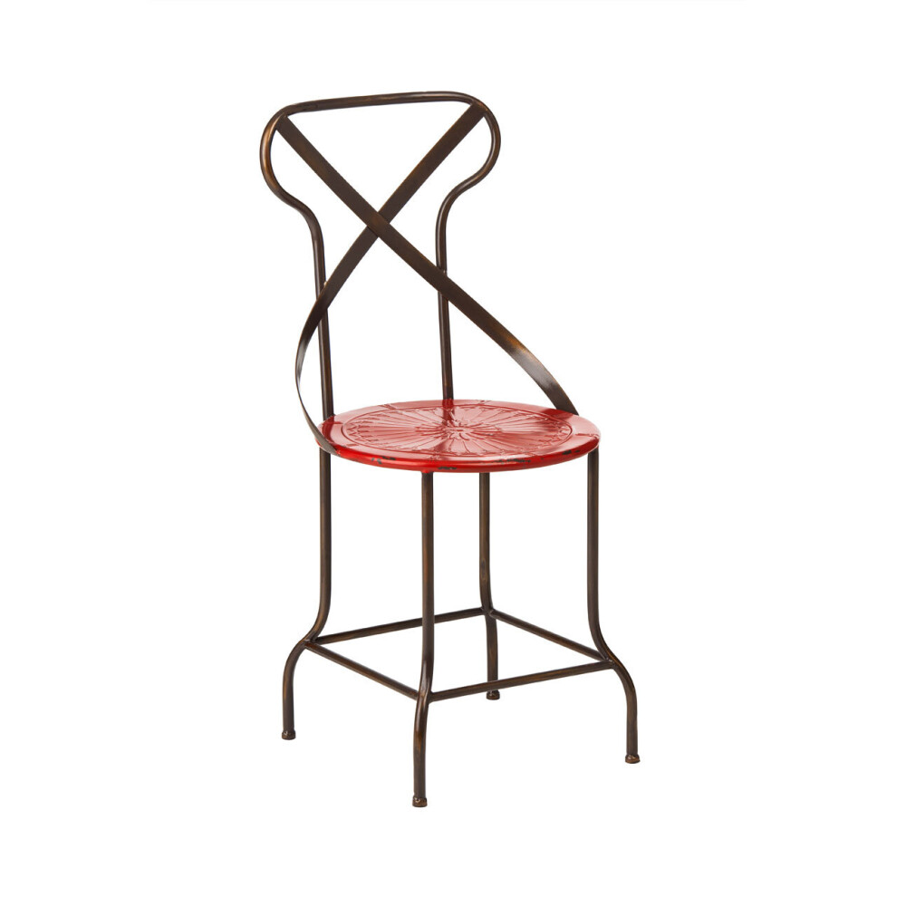 Red Metal Chair, Exquisite Metal Dining Chair, Relaxing Footrest Metal Dining Chair