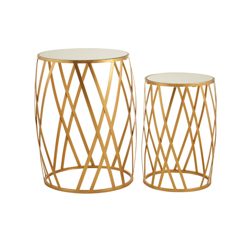Premier Housewares Avantis Set Of 2 Cross Design Side Tables Gold