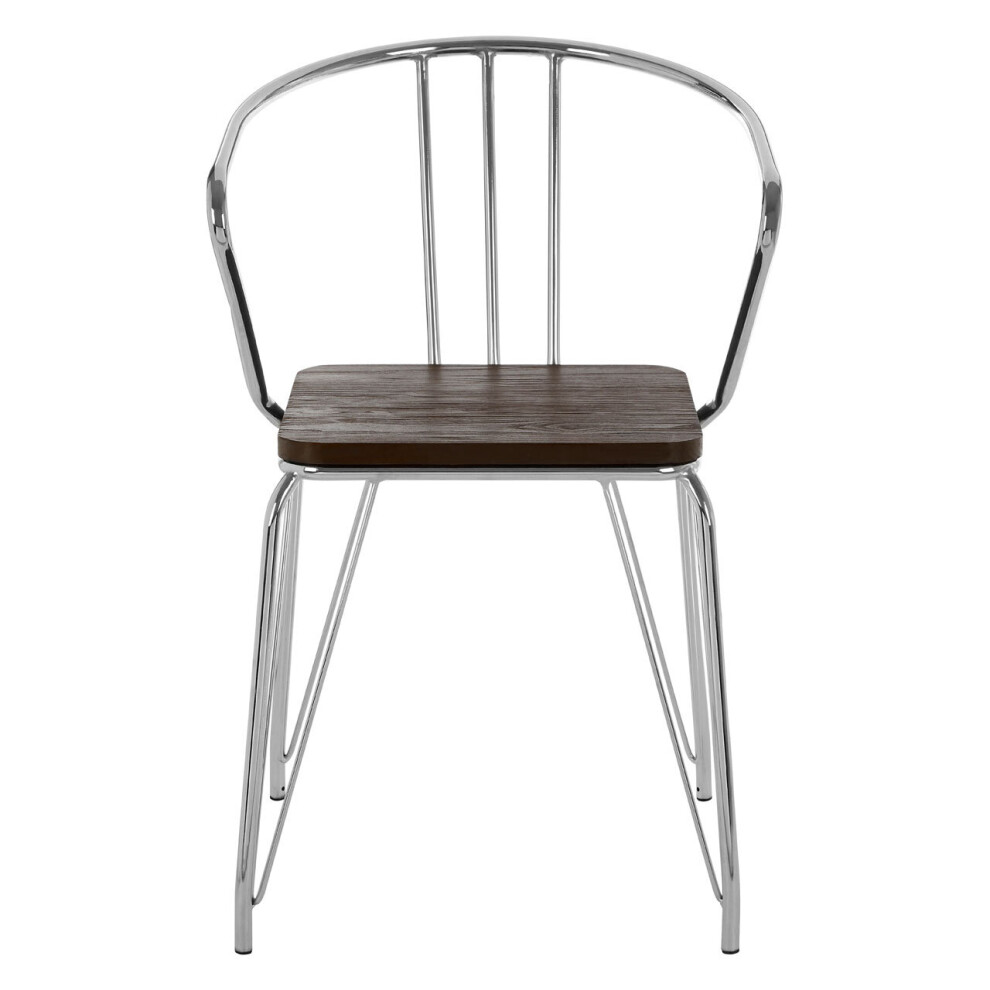 Interiors by Premier District Chrome Metal And Elm Wood Arm Chair