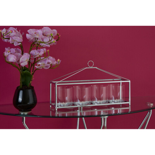 Premier Housewares Modern Half Moon Console Table, Contemporary Chrome and Glass Console Table, Half Circle Console Table 2