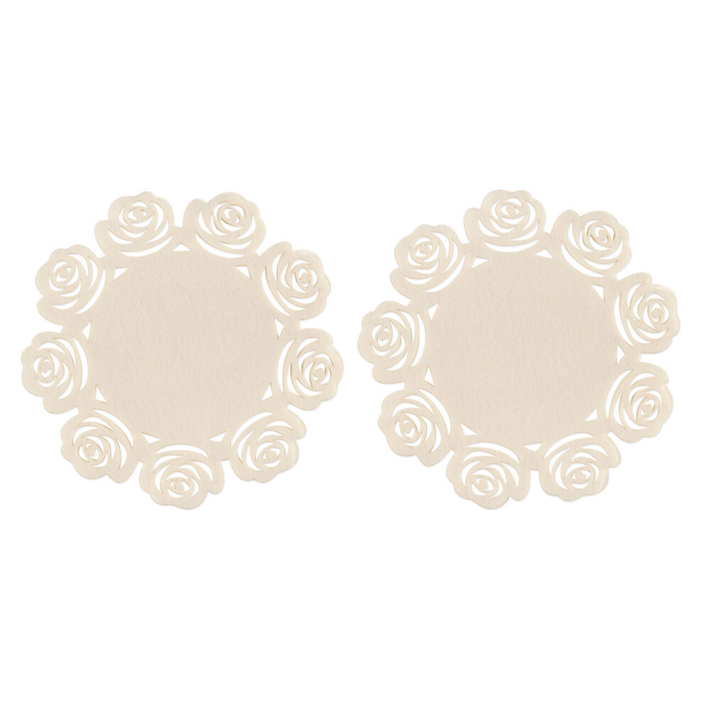 Premier Housewares Ivory Felt Rose Design Set of 2 Placemats