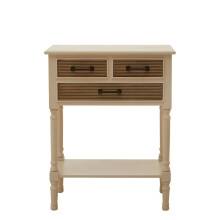 Pearl White Console Table for Hallway, Pine Wood Wood Table for Home Décor with 3 drawers