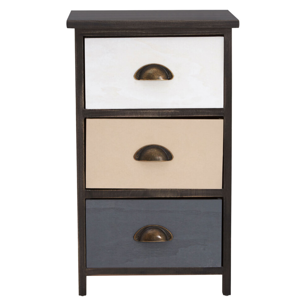 Urban Loft 3 Drawers Chest, Metal Cup Handle Detail