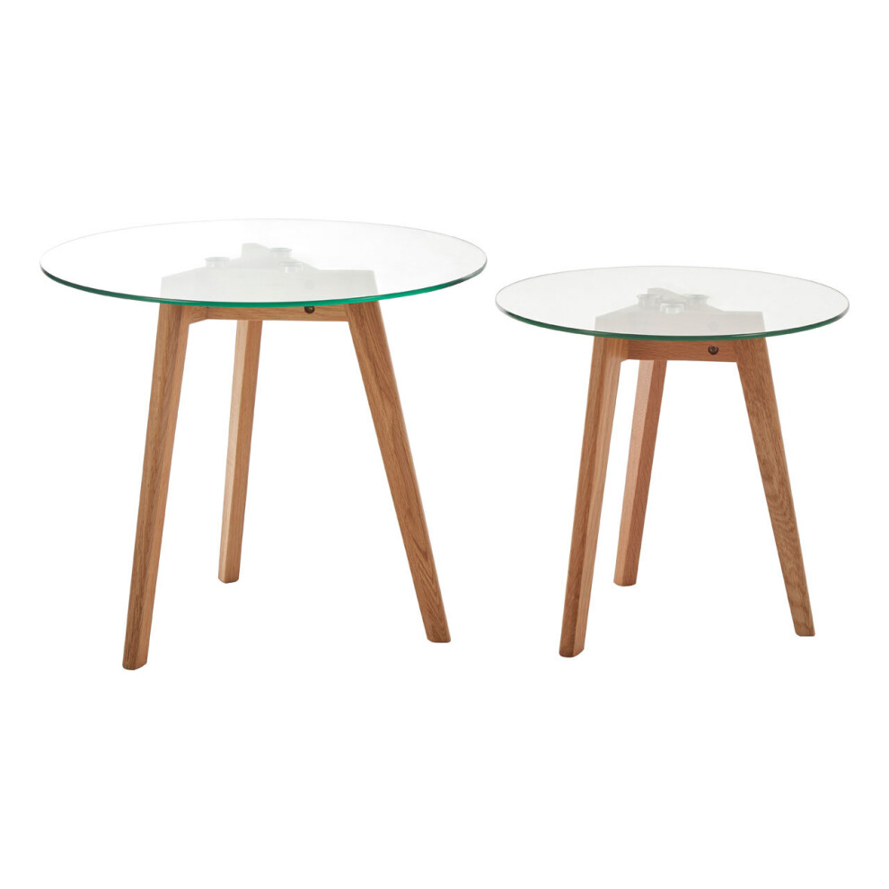 Premier Housewares Set of 2 Side Tables with Tempered Glass Tops