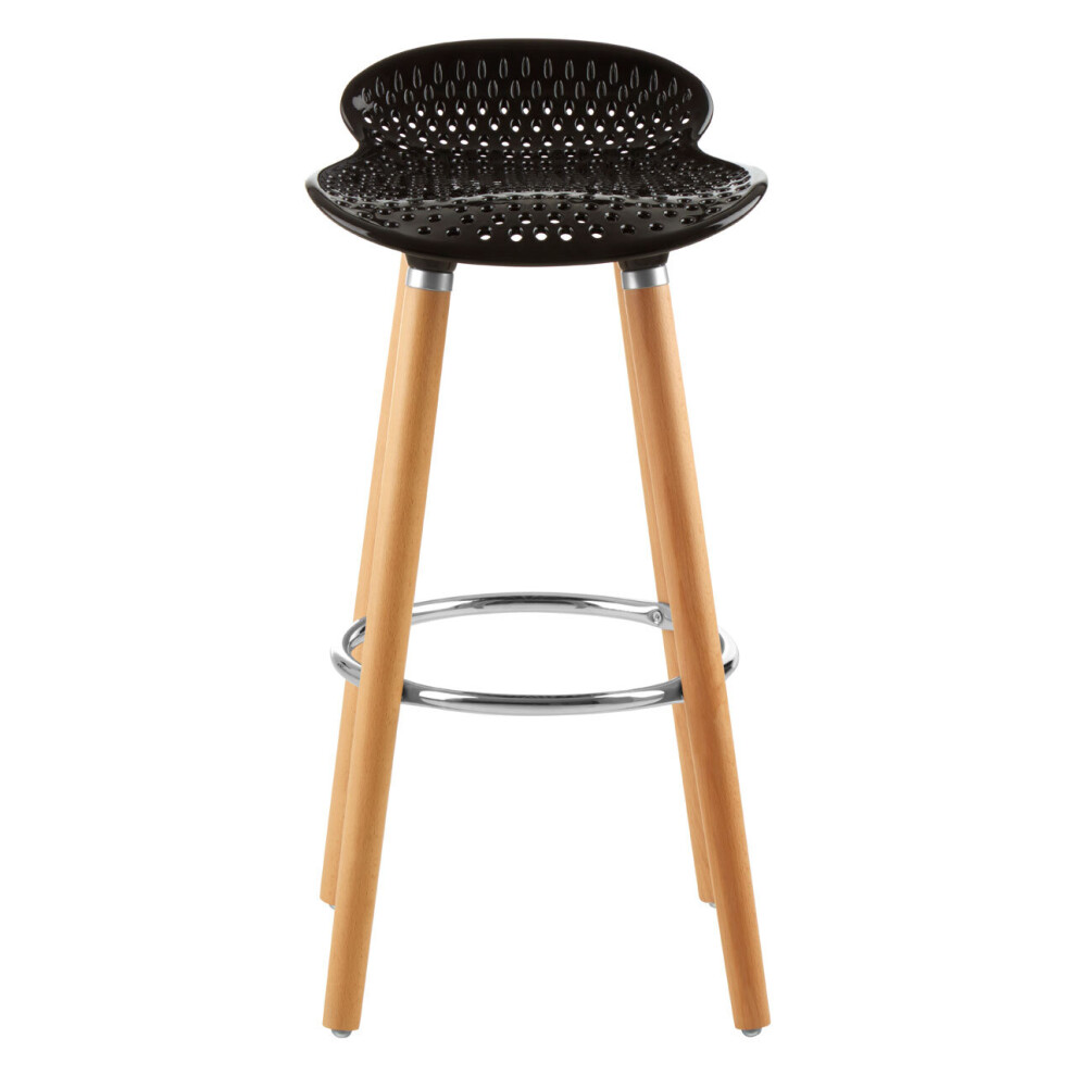 Premier Housewares Matte Bar Stool, Easy To Clean Kitchen Bar Stool, Footrest Bar Stool, Space-Saver Breakfast Stool Black