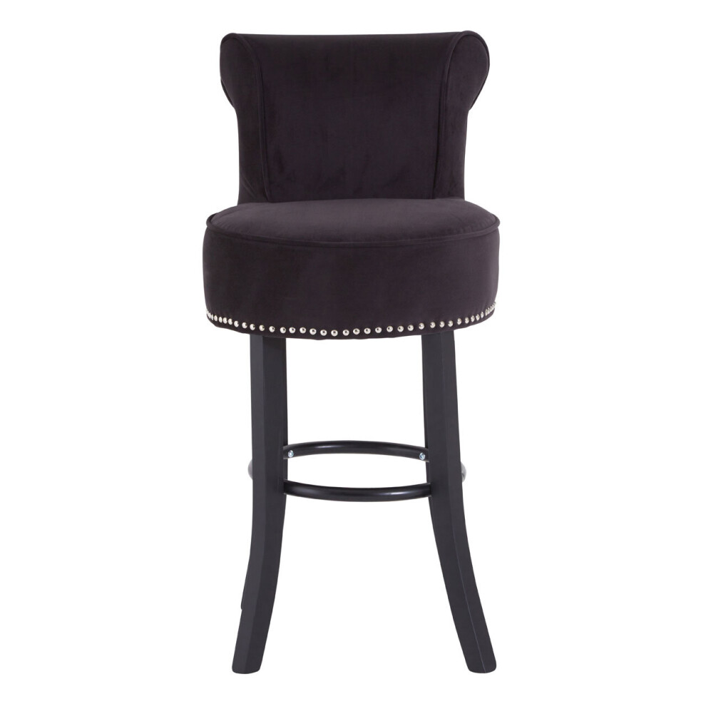 Interiors by Premier Regents Park Black Velvet Bar Chair