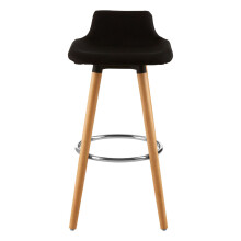 Interiors by Premier Black Bar Stool: Beech Wood Legs, Grey Fabric Seat, Space-Saving Kitchen Stool, Easy-Clean, 136kg Capacity