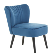 Blue Velvet Chair, Curved Back Accent chair, Easy to Assemble Borg Chair, Comfy Office Chair