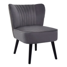 Grey Velvet Chair, Curved Back Accent chair, Easy to Assemble Borg Chair, Comfy Office Chair