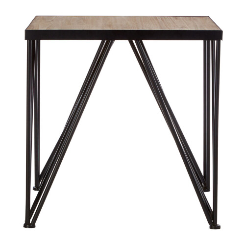 Premier Housewares Square Side Table, Wood Metal Side Table, Industrial Side Table, Wood Top Side Table, Black Iron Side Table