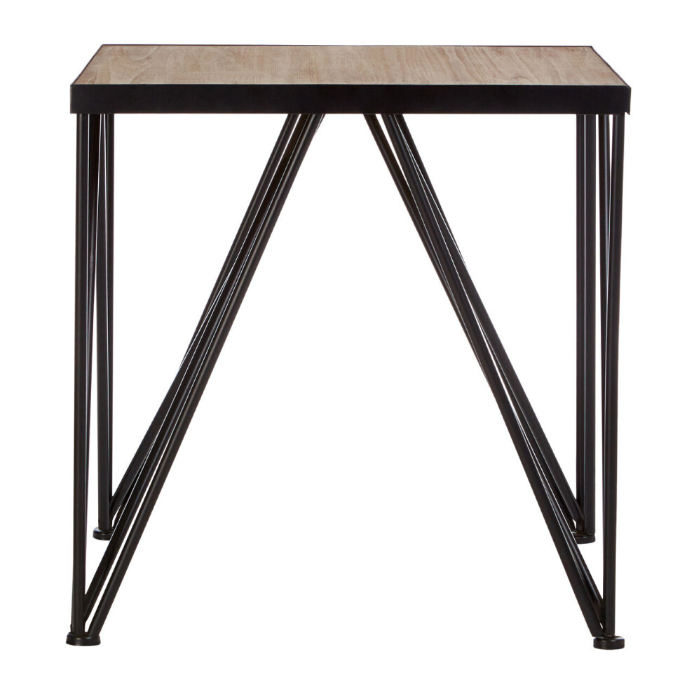 Square Side Table, Wood Metal Side Table, Industrial Side Table, Wood Top Side Table, Black Iron Side Table