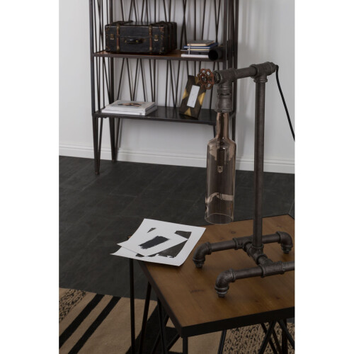 Premier Housewares Square Side Table, Wood Metal Side Table, Industrial Side Table, Wood Top Side Table, Black Iron Side Table 1