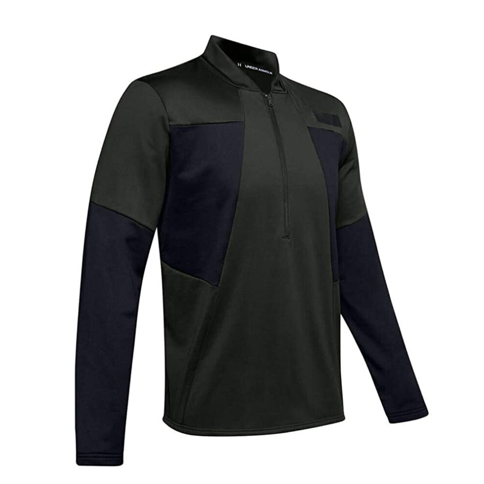 (Green, S) Under Armour Gametime Mens Long Sleeve 1/2 Zip Running Fitness Fleece Top Green