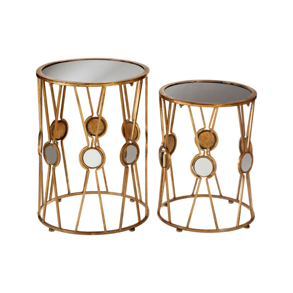 Faiza Set Of 2 Cross Design Rounded Tables