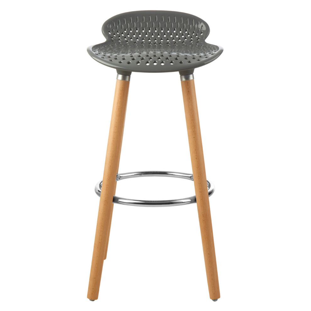 Premier Housewares Grey Pp Seat Bar Stool, Easy To Clean Kitchen Bar Stool, Footrest Bar Stool, Space-Saver Breakfast Stool