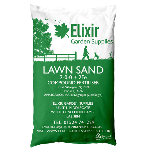 Elixir Garden Supplies (2kg) Elixir Gardens | Lawn Sand | 2-0-0+2Fe Professional Grass/Paddock Top Dressing Iron + Nitrogen Feed