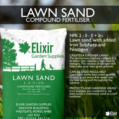 Elixir Garden Supplies (4kg) Elixir Gardens | Lawn Sand | 2-0-0+2Fe Professional Grass/Paddock Top Dressing Iron + Nitrogen Feed 1