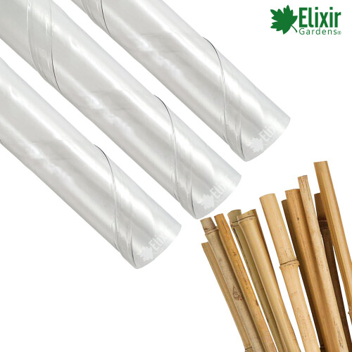 Elixir Garden Supplies (50, Guards + Canes) Clear Tree Guards 24" Professional Shrub/Sapling Protector With Optional Canes & Ties