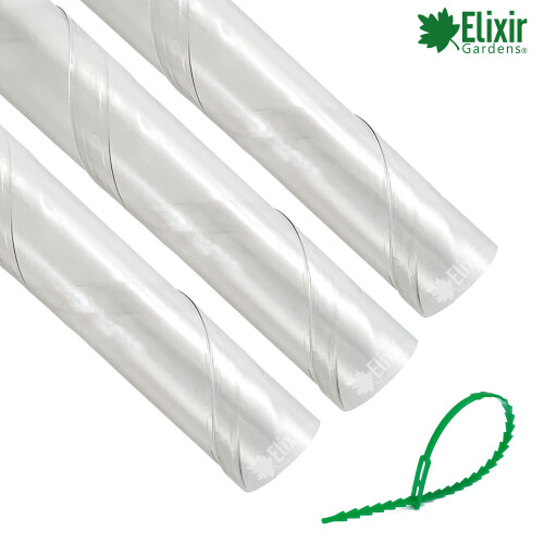 Elixir Garden Supplies (30, Guards + Ties) Clear Tree Guards 24" Professional Shrub/Sapling Protector With Optional Canes & Ties