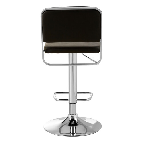 Premier Housewares Black Seat And Chrome Base Bar Stool, Adjustable Height Kitchen Bar Stool, Footrest Swivel Barstool 1