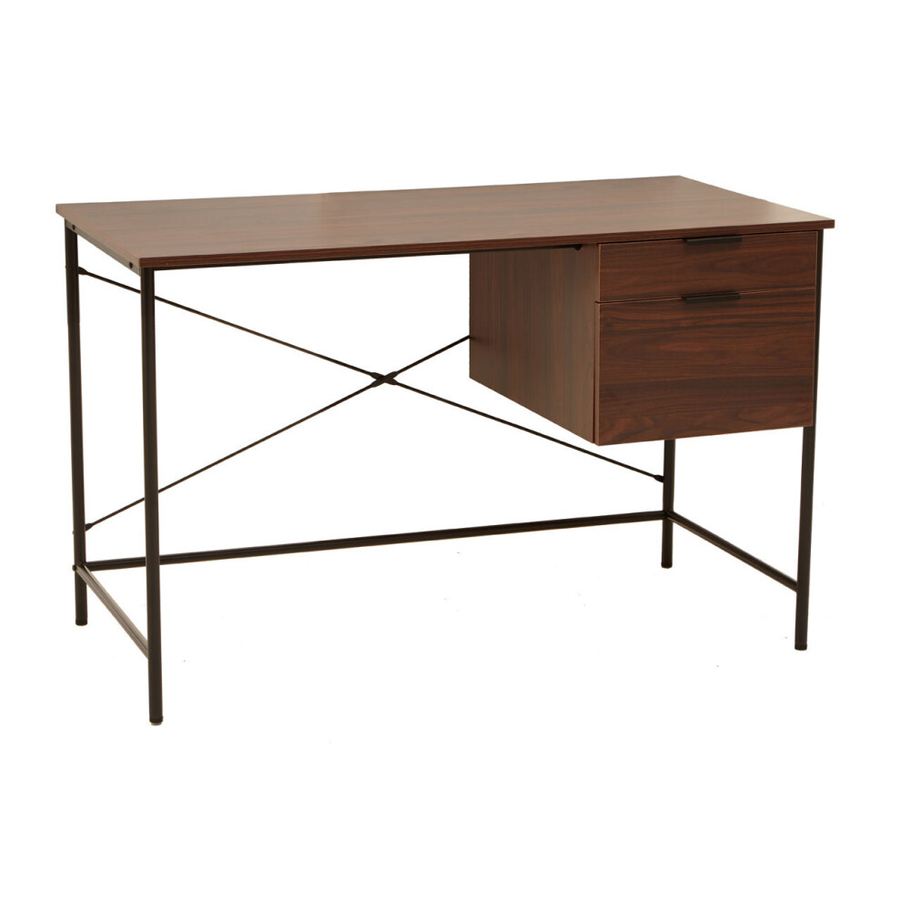 Premier Housewares Bradbury Dark Walnut Veneer Desk With Drawers Brown