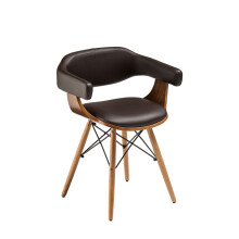 Leather Effect Beech Wood Legs Chair, Backrest Breakfast Chair, Footrest Living Bar Chair