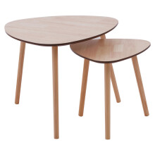 Set of 2 Nesting Tables, Wood Nest of Tables with Three Legs, Sturdy Side Tables for Home, Living Room