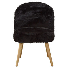 Black Fur Effect Chair, Backrest Indoor Chair, Easy to Clean Small Lounge Chair