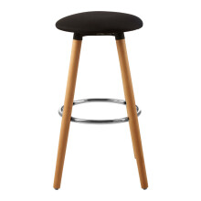 Black Round Bar Stool, Easy to Clean Kitchen Bar Stool, Footrest Barseat, Space-Saver Breakfast Stool