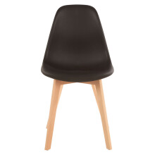 Black Chair With Beech Wood Legs, Comfortable Seating Leather Bar Chair, Space-Saver Leather Bar Chair