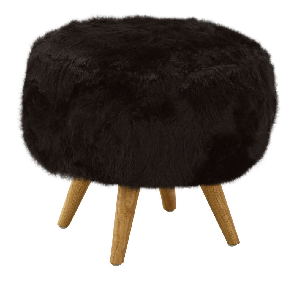 Premier Housewares Black Fur Effect Cabaret Stool