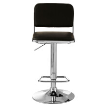 Black Seat And Chrome Base Bar Stool, Adjustable Height Kitchen Bar Stool, Footrest Swivel Barstool