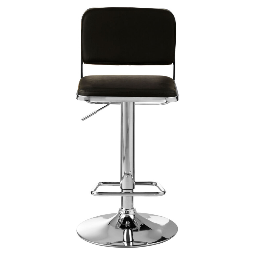 Premier Housewares Seat And Chrome Base Bar Stool, Adjustable Height Kitchen Bar Stool, Footrest Swivel Barstool Black