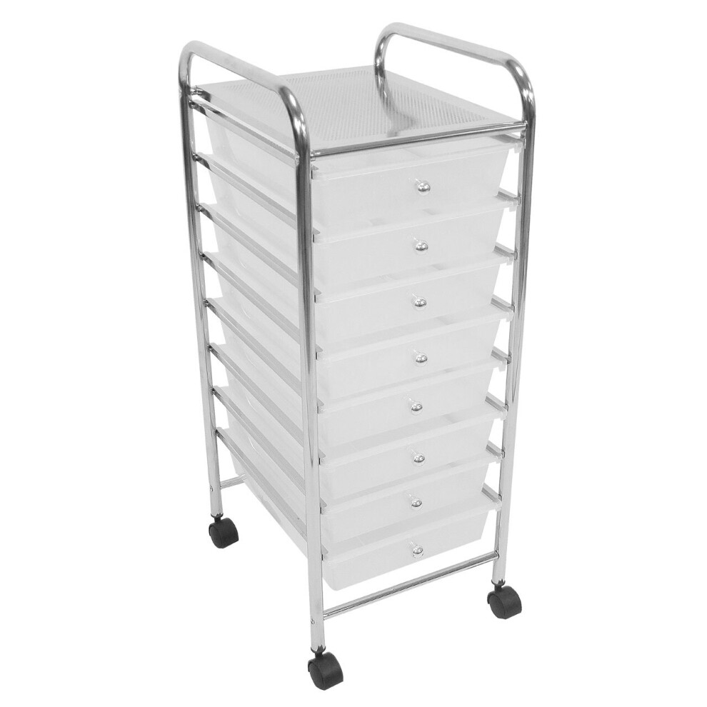 Premier Housewares 8 White Plastic Drawers Trolley