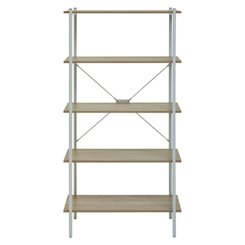 Premier Housewares Five Tier Natural Oak Shelf Unit, Versatile And Adaptable Shelving Unit, Sturdy And Durable tall Cupboards 1