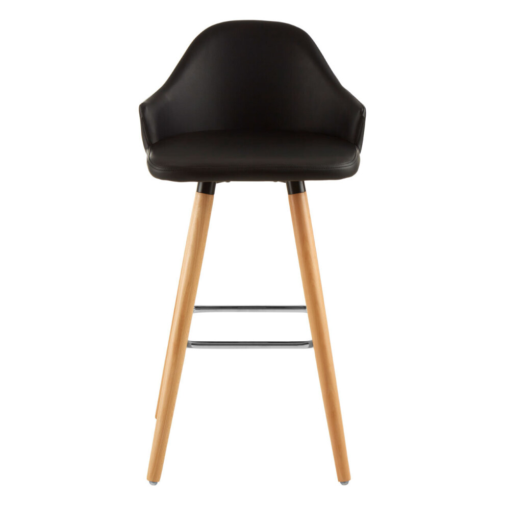 Interiors by Premier Black Curved Backrest Bar Stool, Comfortable Seating Faux Leather Bar Stool, Easy to Clean Kitchen Bar Stool