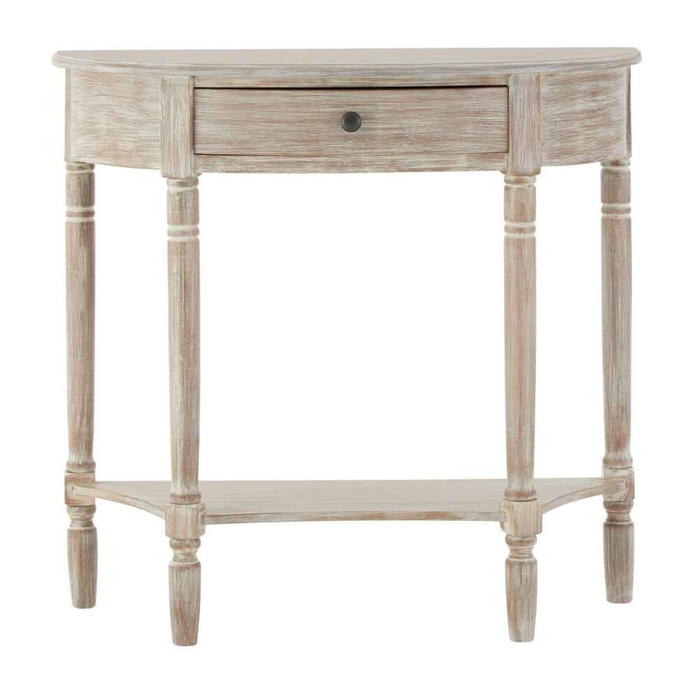 Premier Housewares & Rustic Design Rounded Console Table For Hallway, Pine Wood Wood Table For Home And Office Décor Grey