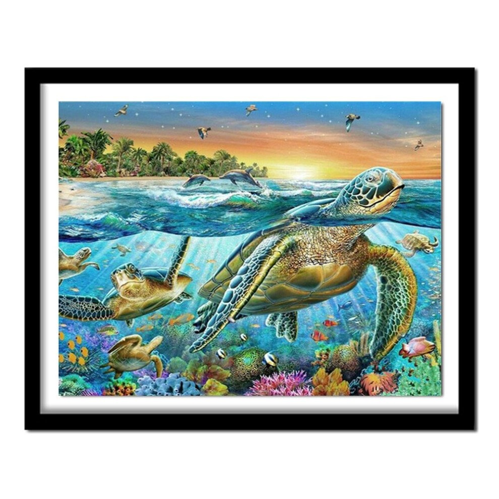 Lahdek Full Diy 5D Diamond Painting Sea Turtle Cross Stitch Diamond Embroidery Patterns Rhinestones Diamond Rs342 45*45Cm (Without Frame)