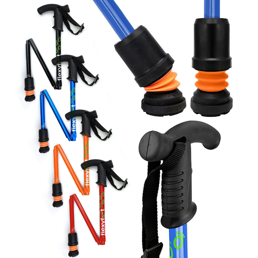 Flexyfoot (Blue) Shock Absorbing Derby Handled Walking Sticks