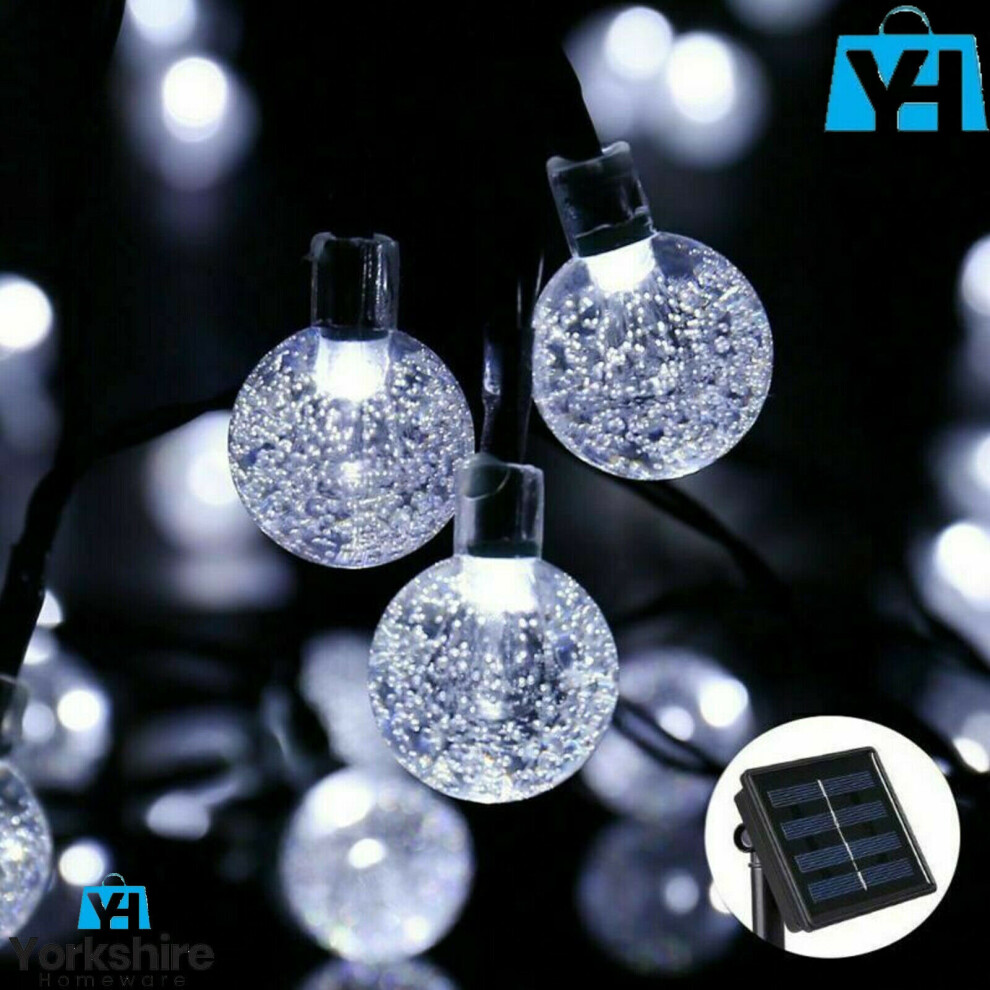 Yorkshire Homeware Ltd 10M 50 Led Solar Power Retro Bulb String Lights Garden Outdoor Fairy Lamp White