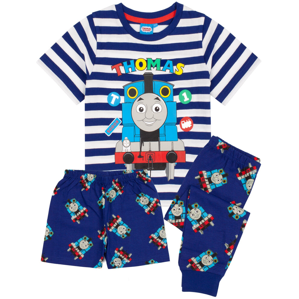 Thomas & Friends Pyjamas Boys Trains T Shirt With Long Or Short Bottoms