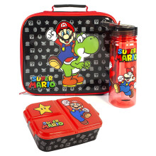 Super Mario Lunch Box Set Kids (School Food bag, Water Bottle, Snack Pot)