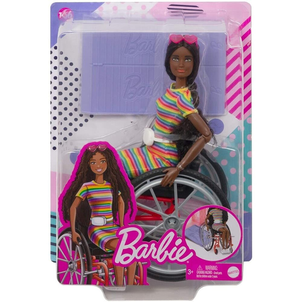 Barbie Multicolour Fashionistas Doll with Wheelchair & Crimped Brunette Hair