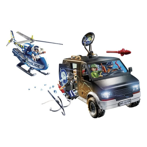 PLAYMOBIL Playmobil Ελικόπτερο Καταδίωξης με Φεύγων Βαν 1