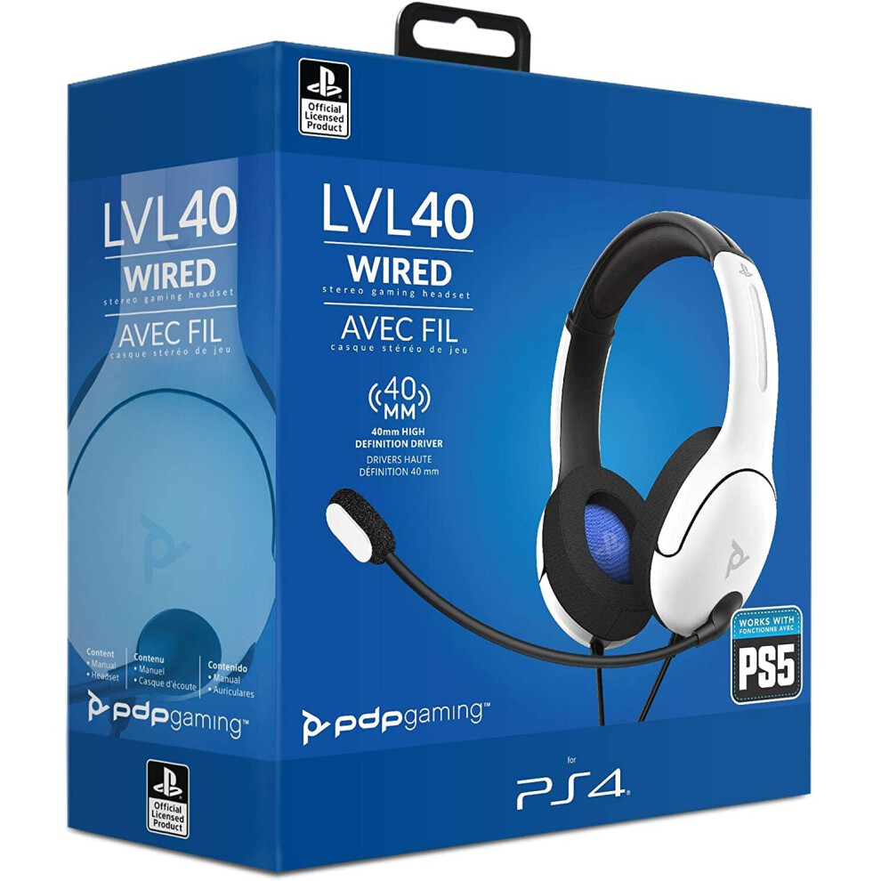 White LVL40 Stereo PDP Headset for PS4 & PS5