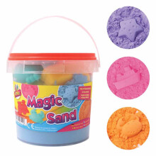 Magic Sand 1kg Play Tub Set Sand 6 Moulds Kinetic Squeeze Sand